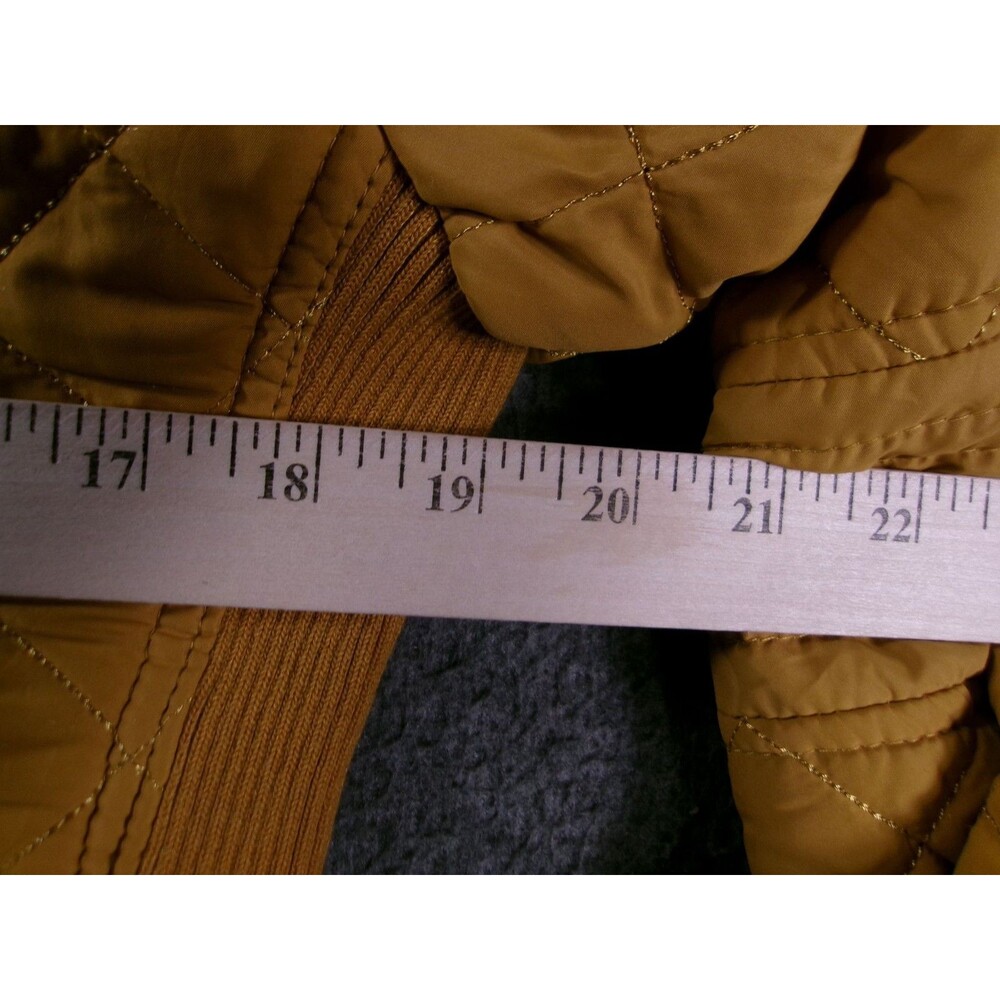 Love Tree Jacket Womens L Quilted Zip Front Stand Collar Mustard Padded Casual - Picture 3 of 9